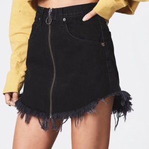 CARMAR Black Denim Zip Front Skirt
